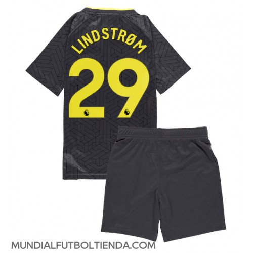 Camiseta Everton Jesper Lindstrom #29 Segunda Equipación Replica 2024-25 para niños mangas cortas (+ Pantalones cortos)